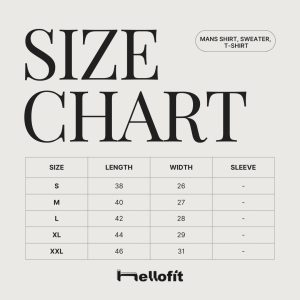 hellofit size chart shirt tshirt sweater