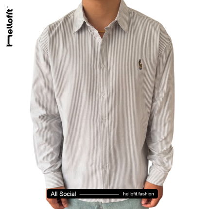 Vintage Ralph Lauren Silver-Grey Micro-Stripe Oxford – Old Money Minimalist Aesthetic